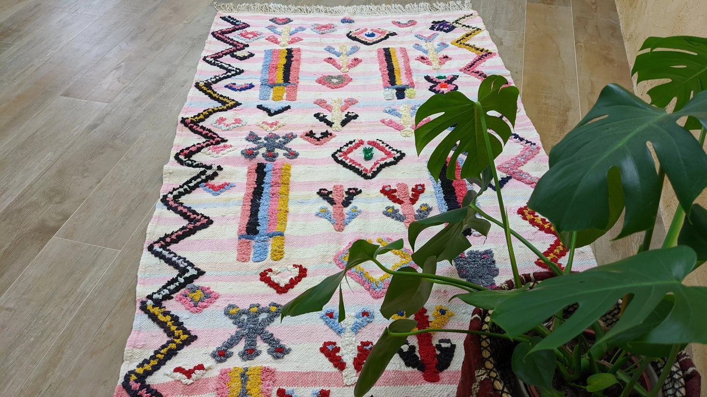 Boucherouite Rug - 215 x 115 cm (7.05 x 3.77 ft)