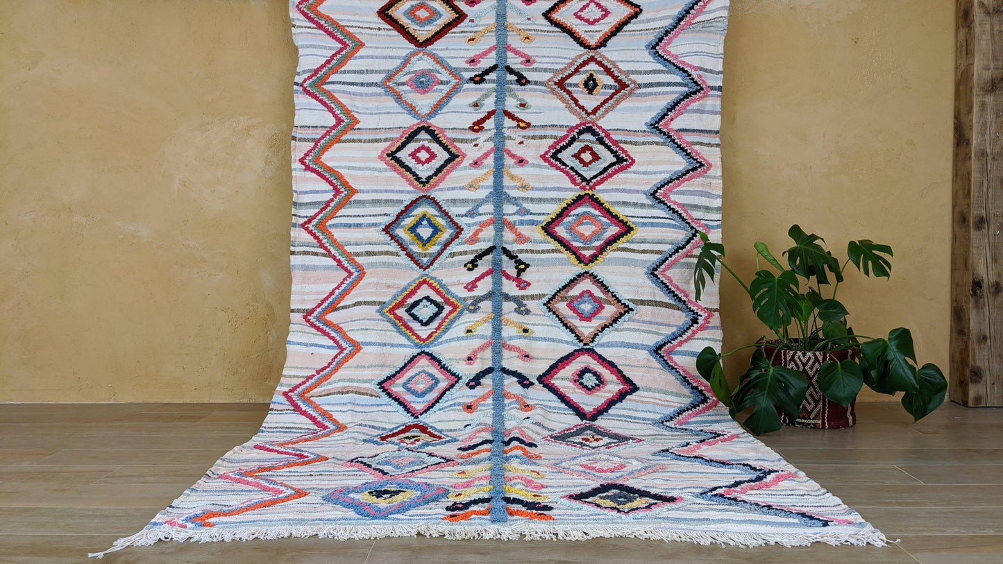 Large Handmade Boucherouite Rug - 300 x 175 cm (9.84 x 5.74 ft)