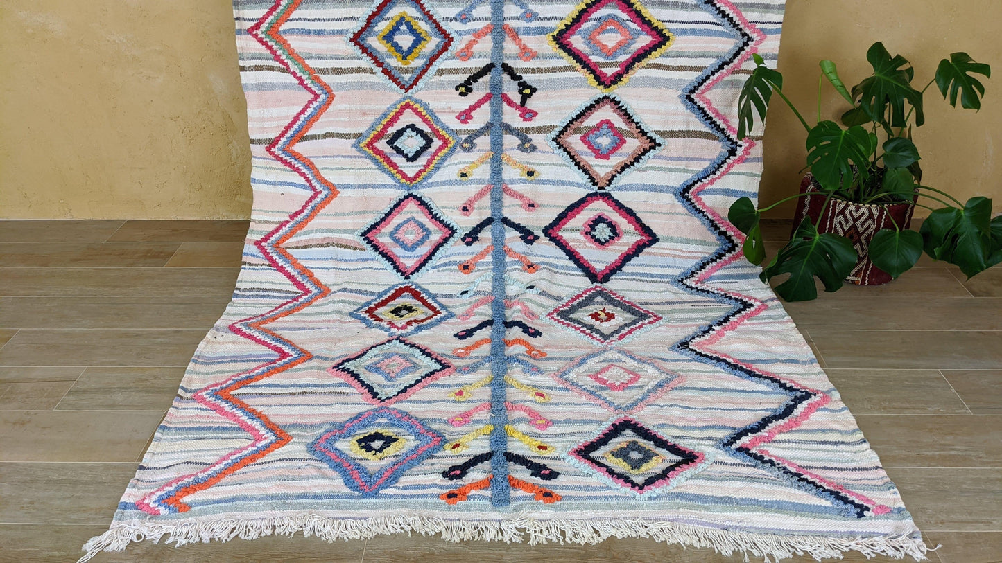 Large Handmade Boucherouite Rug - 300 x 175 cm (9.84 x 5.74 ft)