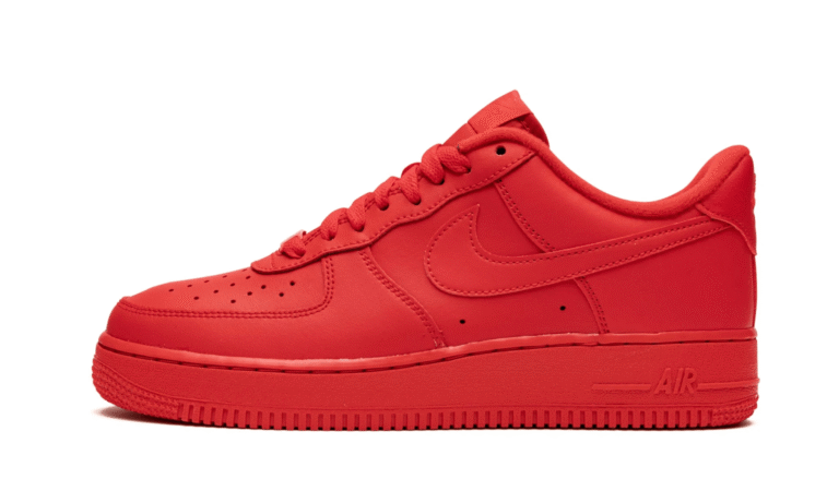 Triple Red Air Force 1 Low '07 LV8 1 main view showing full red leather upper
